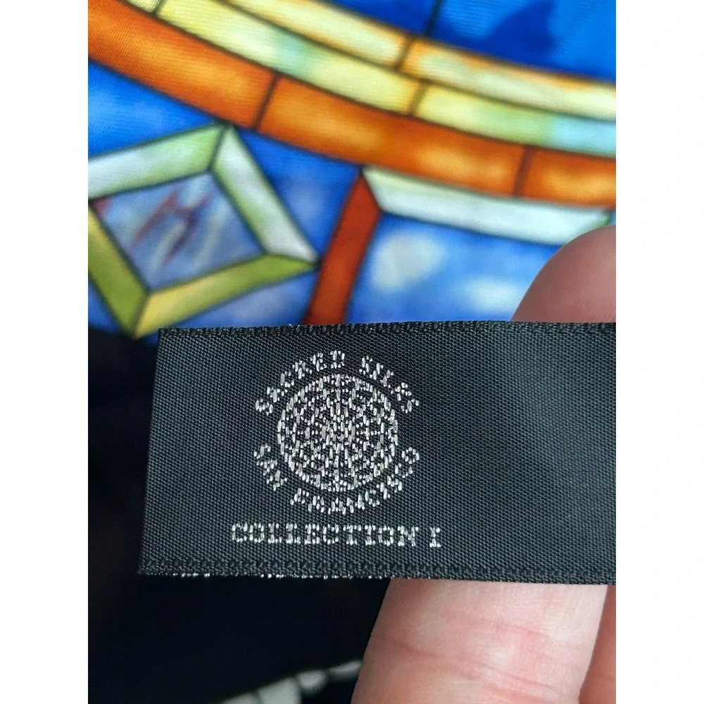 VTG SACRED SILKS SCARF LC Tiffany Stained Glass Print - 1st Presbyterian Church